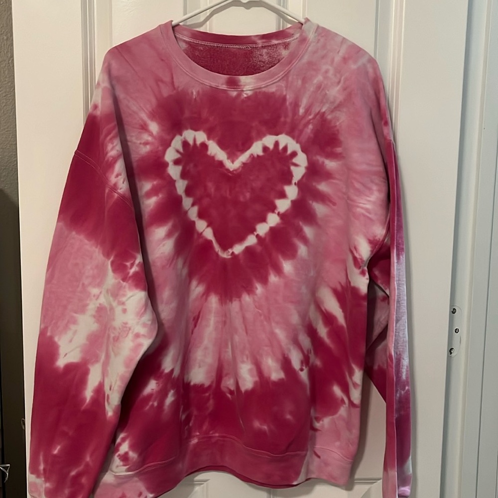 Pink tie dye urban outfitters heart sweatshirt